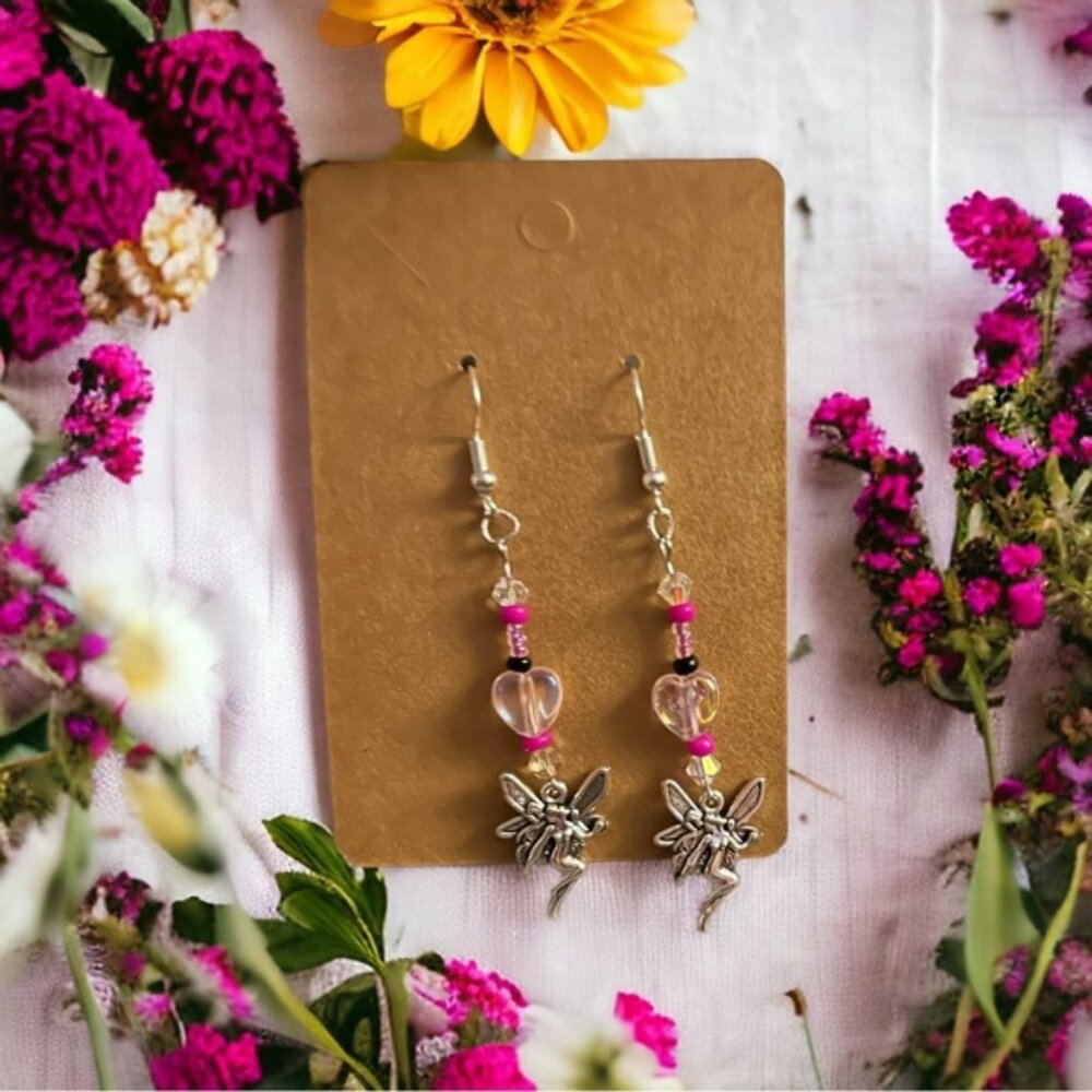 Handmade Pretty In Pink Fairy Earrings